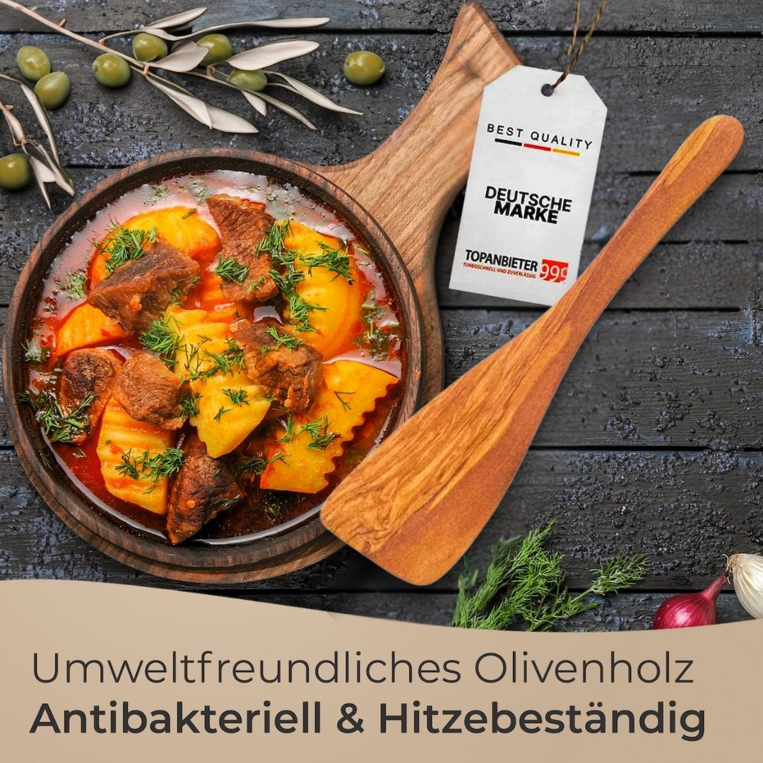Küchenhelfer Olivenholz- Kochbesteck Kochlöffel Pfannenwender Salatbesteck