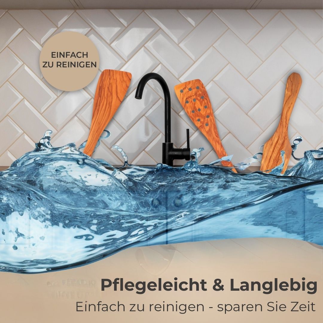 Küchenhelfer Olivenholz- Kochbesteck Kochlöffel Pfannenwender Salatbesteck