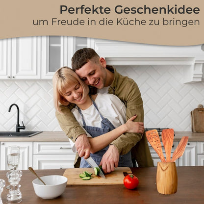 Küchenhelfer Olivenholz- Kochbesteck Kochlöffel Pfannenwender Salatbesteck
