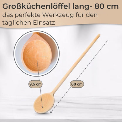 Kochlöffel Buchenholz 60/80/100 cm extra langer stabiler Kochlöffel Made in EU