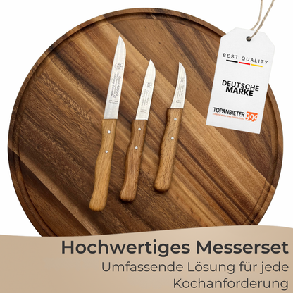 Küchenmesser Set  Edelstahl & Buche rostfrei Gemüs-& Obstmesser Allzweckmesser