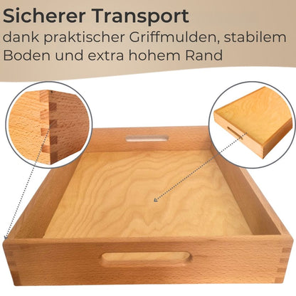 Massives Holz Tablett Serviertablett Küchentablett Buche mit Griff rechteckig