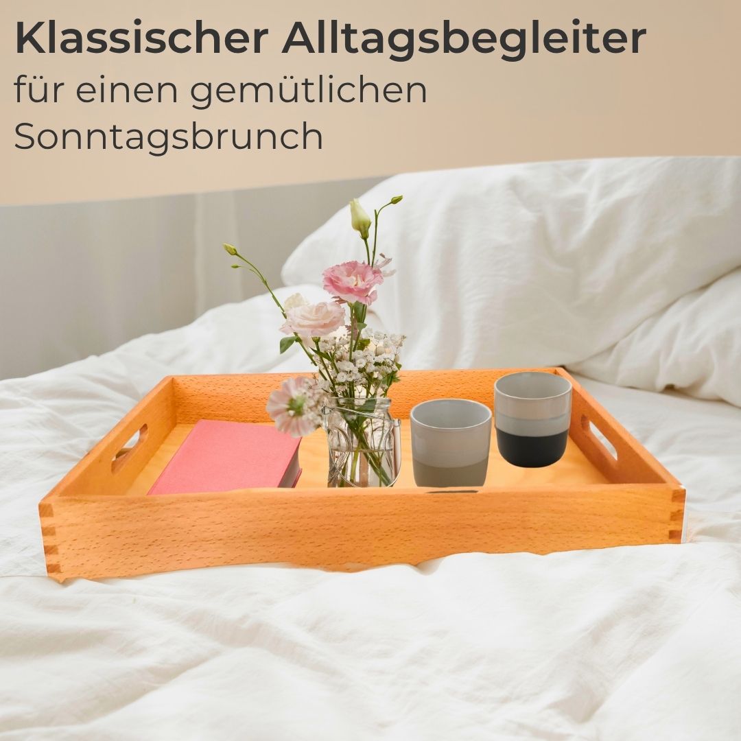 Massives Holz Tablett Serviertablett Küchentablett Buche mit Griff rechteckig