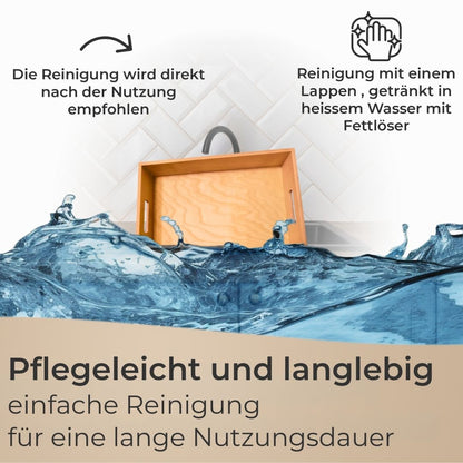 Massives Holz Tablett Serviertablett Küchentablett Buche mit Griff rechteckig