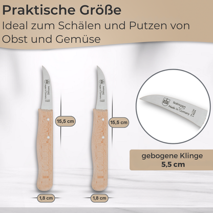 Küchenmesser Set  Edelstahl & Buche rostfrei Gemüs-& Obstmesser Allzweckmesser