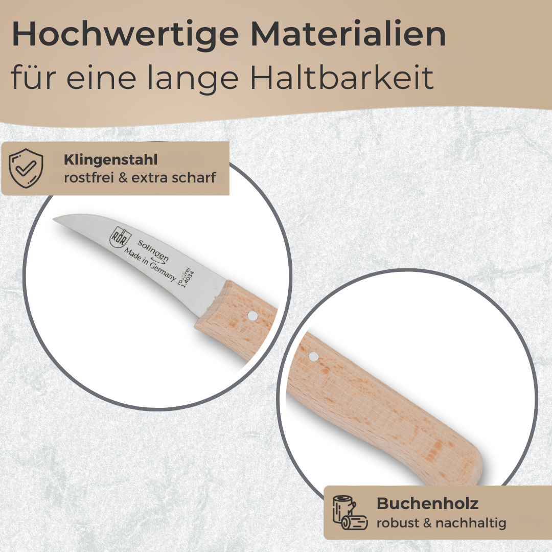 Küchenmesser Set  Edelstahl & Buche rostfrei Gemüs-& Obstmesser Allzweckmesser
