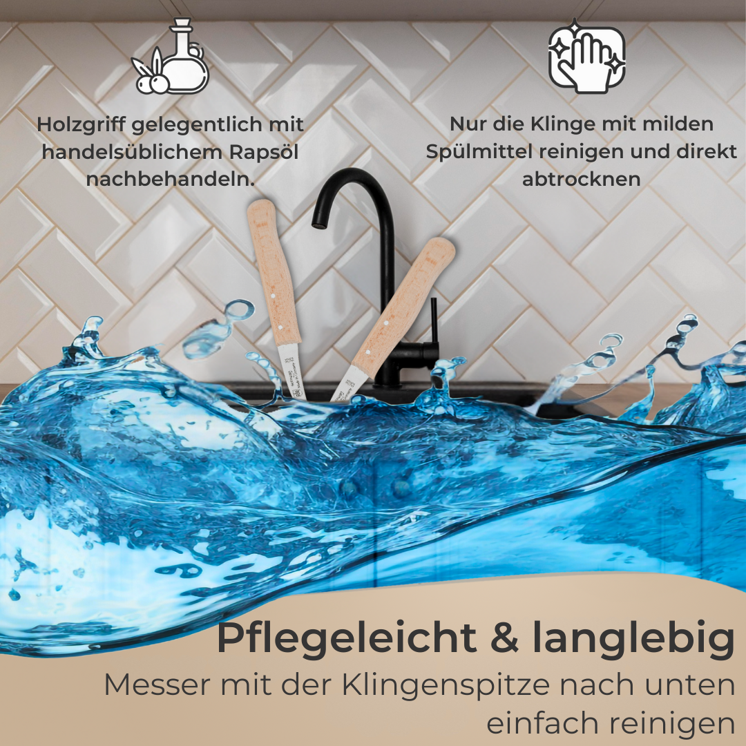 Küchenmesser Set  Edelstahl & Buche rostfrei Gemüs-& Obstmesser Allzweckmesser
