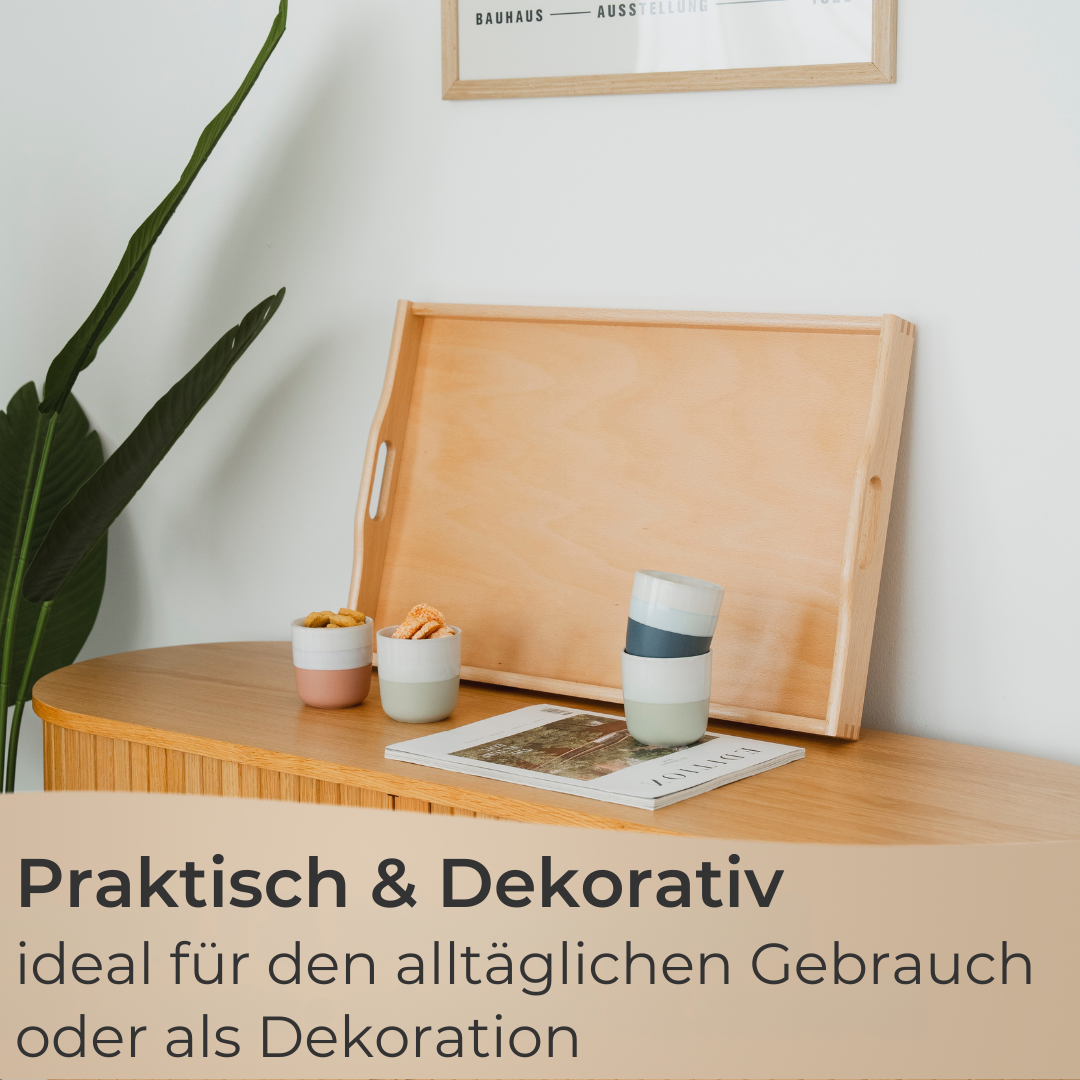 Massives Holz Tablett Serviertablett Küchentablett Buche mit Griff rechteckig