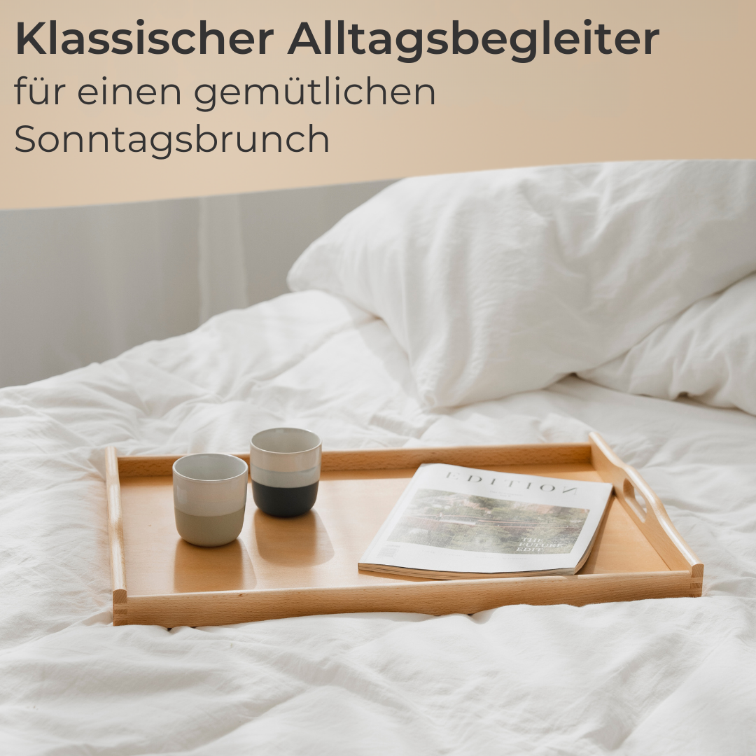 Massives Holz Tablett Serviertablett Küchentablett Buche mit Griff rechteckig