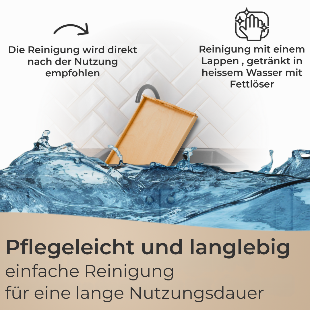 Massives Holz Tablett Serviertablett Küchentablett Buche mit Griff rechteckig