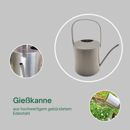 Gießkanne Edelstahl gebürstet 2,5 Liter Giesskanne Wasserkanne Blumen gießen