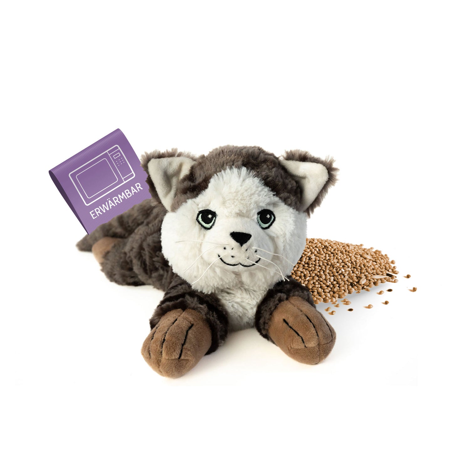 Habibi Plush Classic Wärmetier Katze getigert Kuscheltier Wärmekissen Wärmflasche