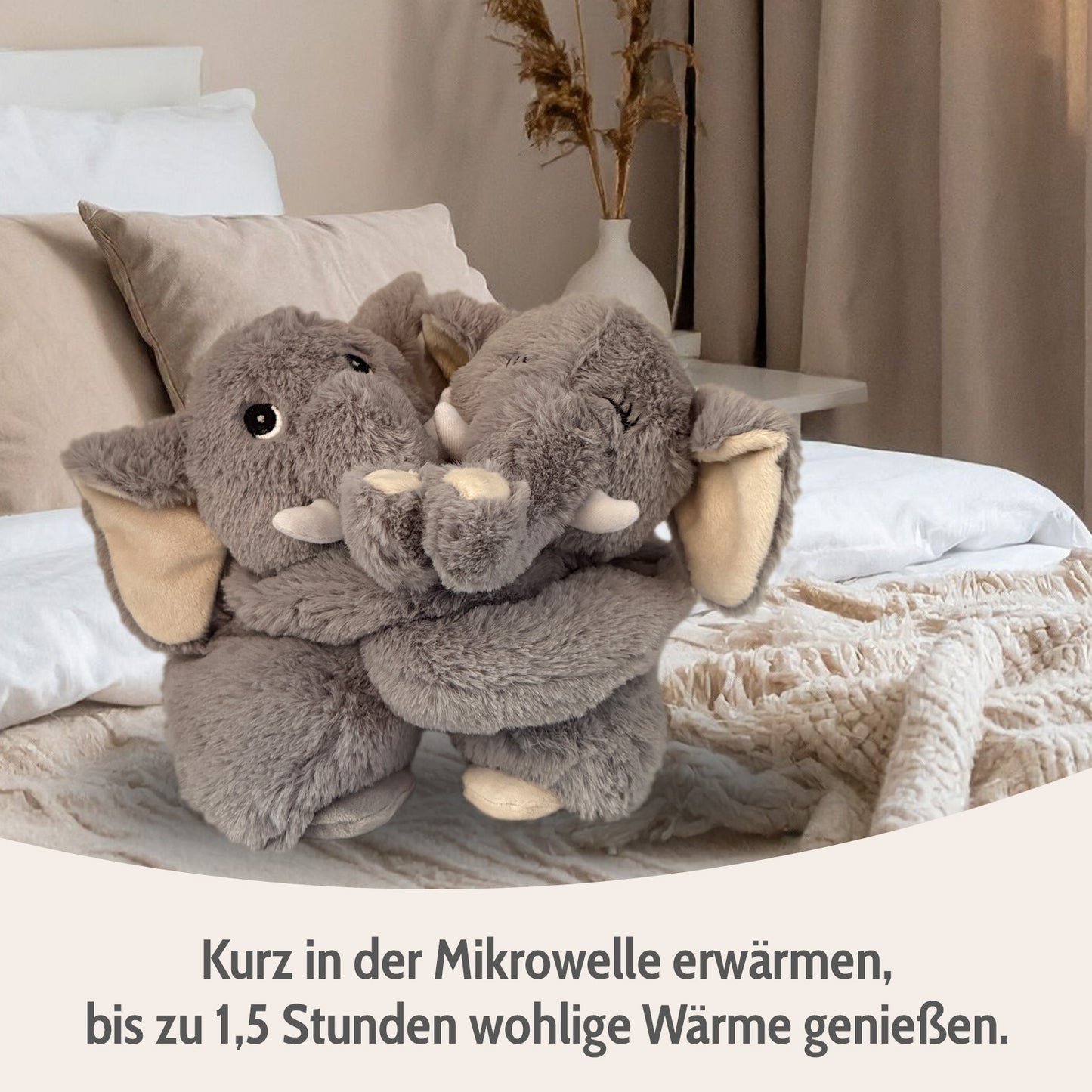 Habibi Plush Premium Wärmetier Hugys Elefant Papa+Kind herausnehmbares Kissen