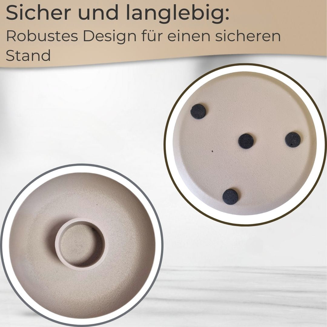 IB Laursen Kerzenhalter Skandi Design aus Metall, staubig beige 13 cm Stabkerze