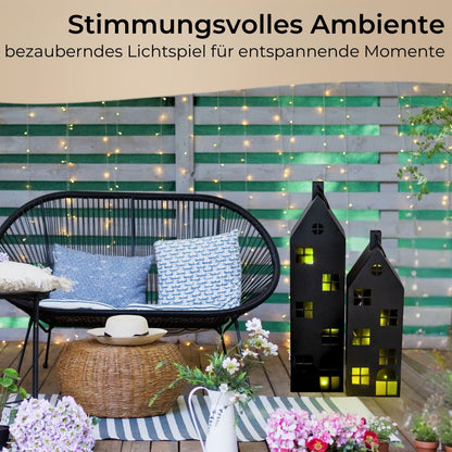 TOPANBIETER 999 Premium 2-piece Set of Lanterns, XXL Metal, Black, 66 and 96 cm tall, Indoor Lantern, Windlight, Giant Lantern with Handle &amp; Freestanding, Perfect for Hallway, Living Room or Entrance Hall