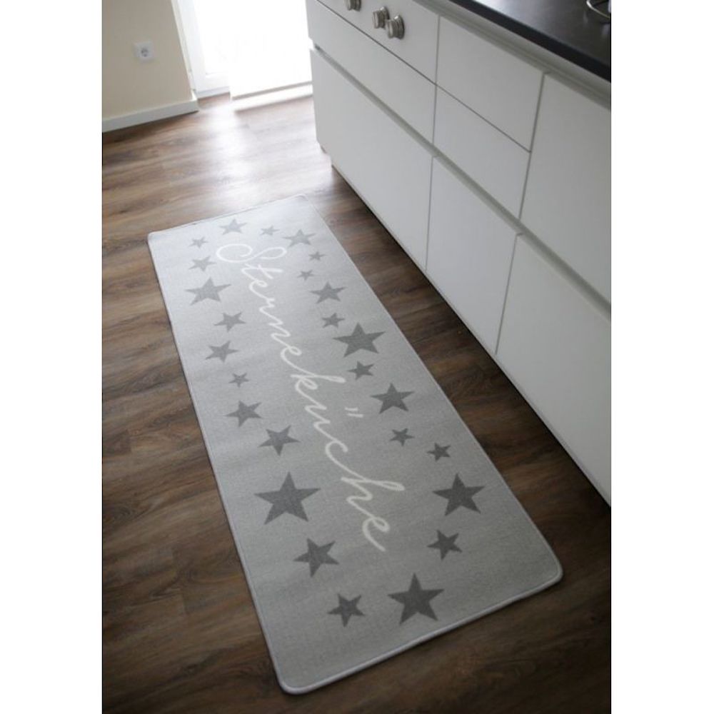 Teppichläufer Küche & Flur 180x67 cm hellgrau rutschhemmend pflegeleicht