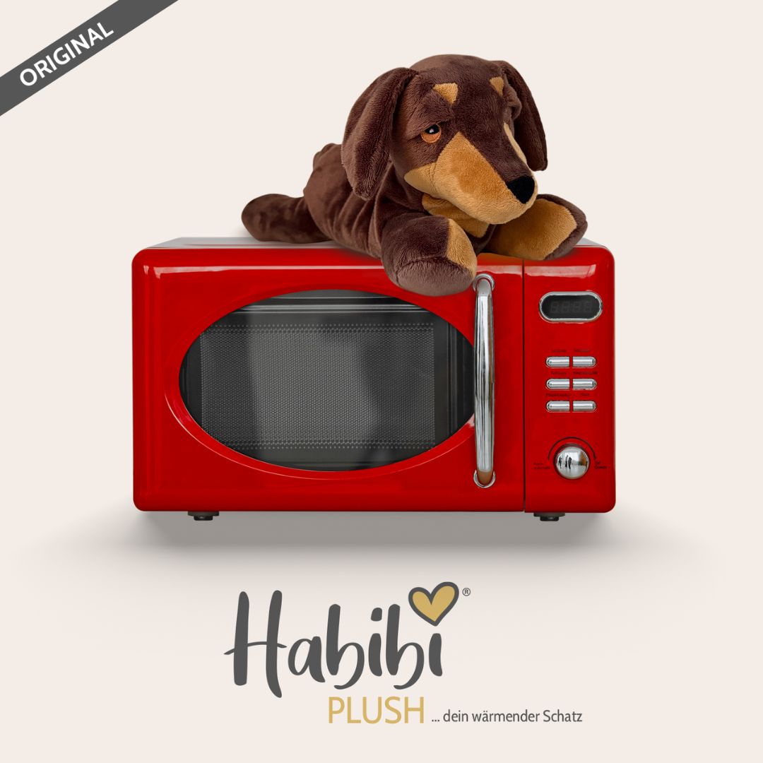 Habibi Plush Classic Wärmetier Dackel Kuscheltier Wärmekissen Wärmflasche