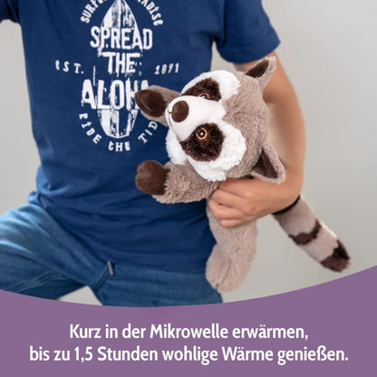 Habibi Plush Premium Wärmetier Waschbär herausnehmbares Körnerkissen Wärmekissen