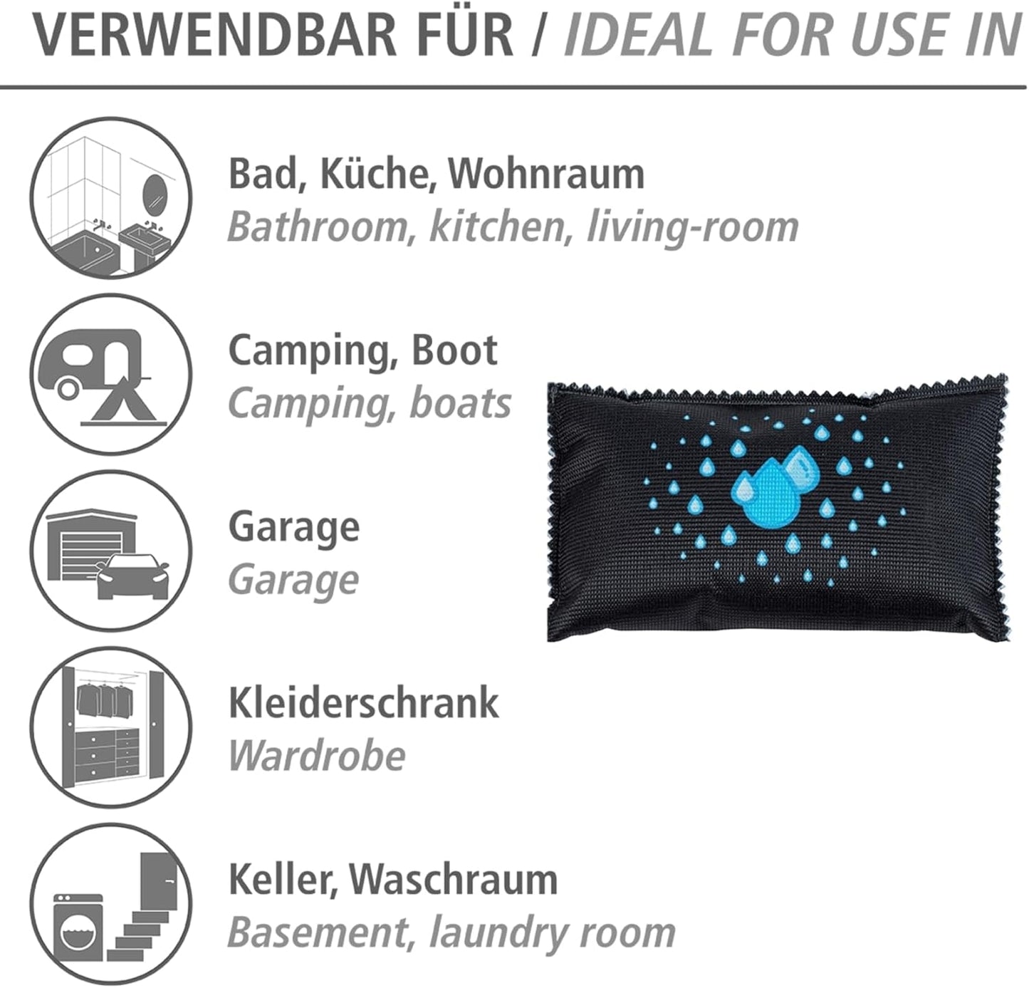 WENKO Auto-Entfeuchter mit Sättigungsanzeige 2er Set je 400g wiederverwendbar