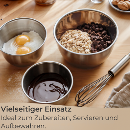 6-piece stainless steel mixing bowl set with lids, stackable, 1, 2, 4.5 L