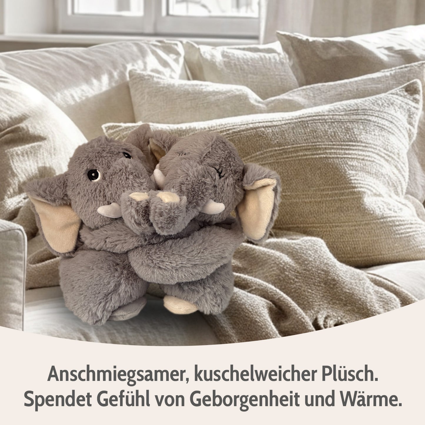 Habibi Plush Premium Wärmetier Hugys Elefant Papa+Kind herausnehmbares Kissen