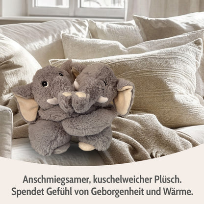 Habibi Plush Premium Wärmetier Hugys Elefant Papa+Kind herausnehmbares Kissen