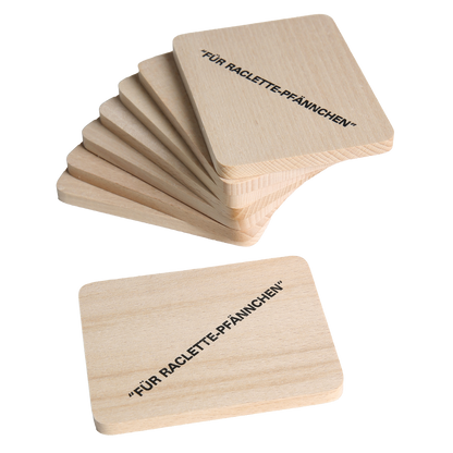 TA999 Untersetzer für Raclette-Pfännchen 8er Set Buchenholz 10 cm Holzbrettchen