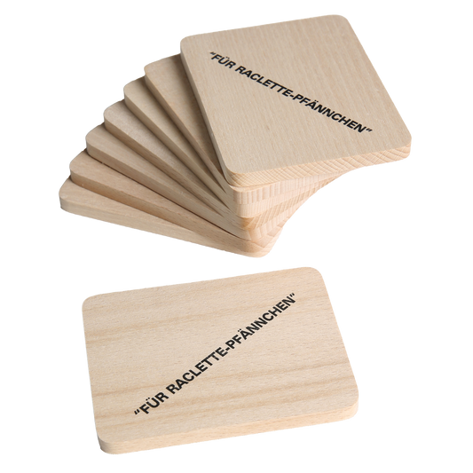 TA999 Untersetzer für Raclette-Pfännchen 8er Set Buchenholz 10 cm Holzbrettchen