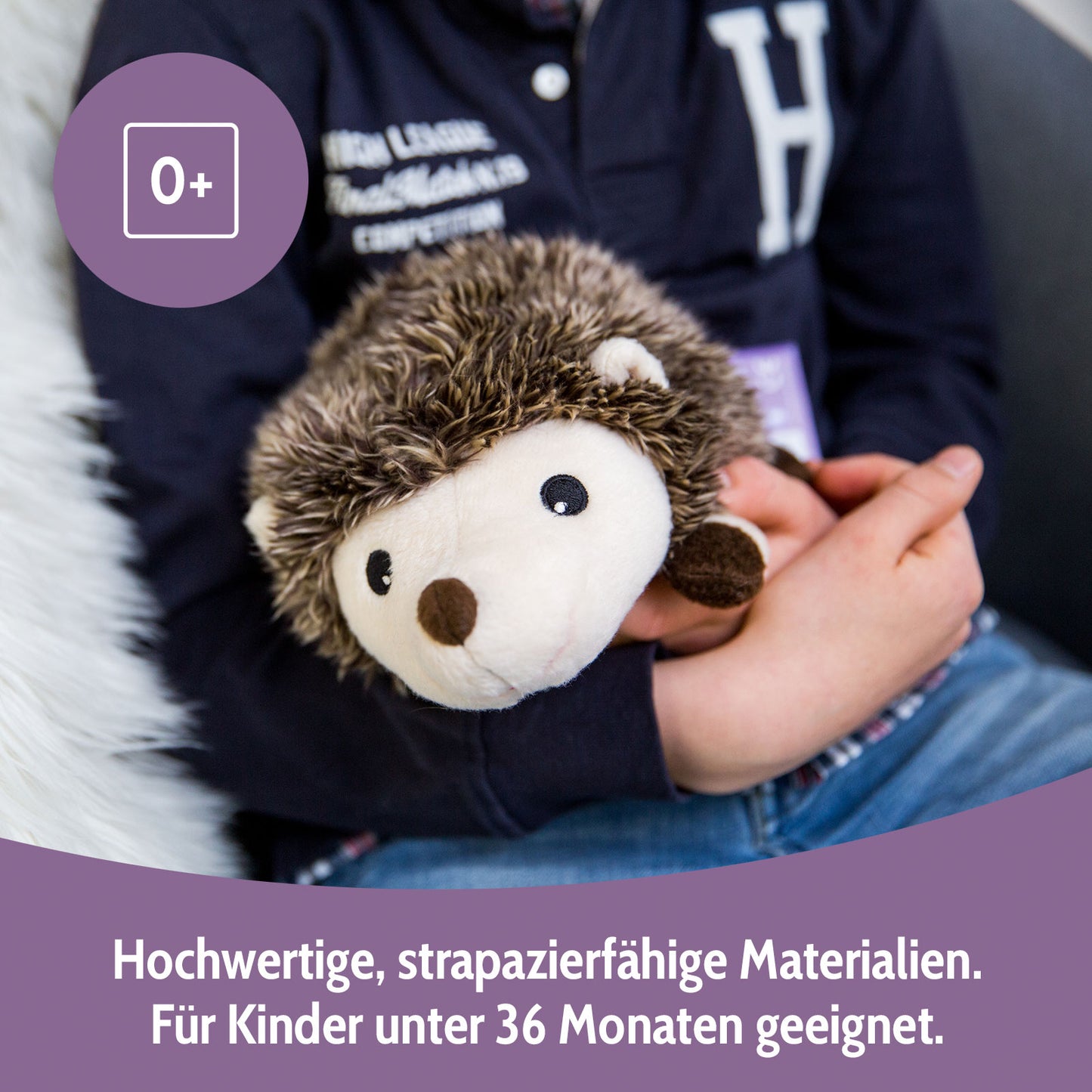 Habibi Plush Premium Wärmetier Igel Kuscheltier herausnehmbares Körnerkissen