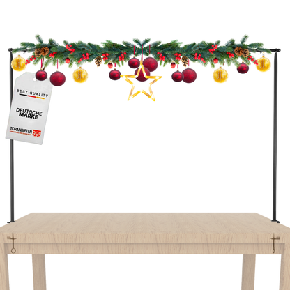 Deko-Tischgestell Metall schwarz – Ausziehbare Dekostange 117–211 cm mit Klemme