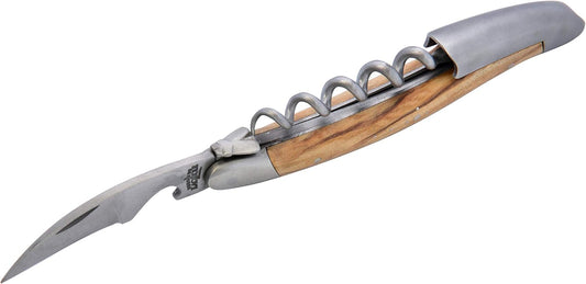 Forge de Laguiole Duo-Geschenkset Taschenmesser & Sommelier 11 cm Olivenholz Matt