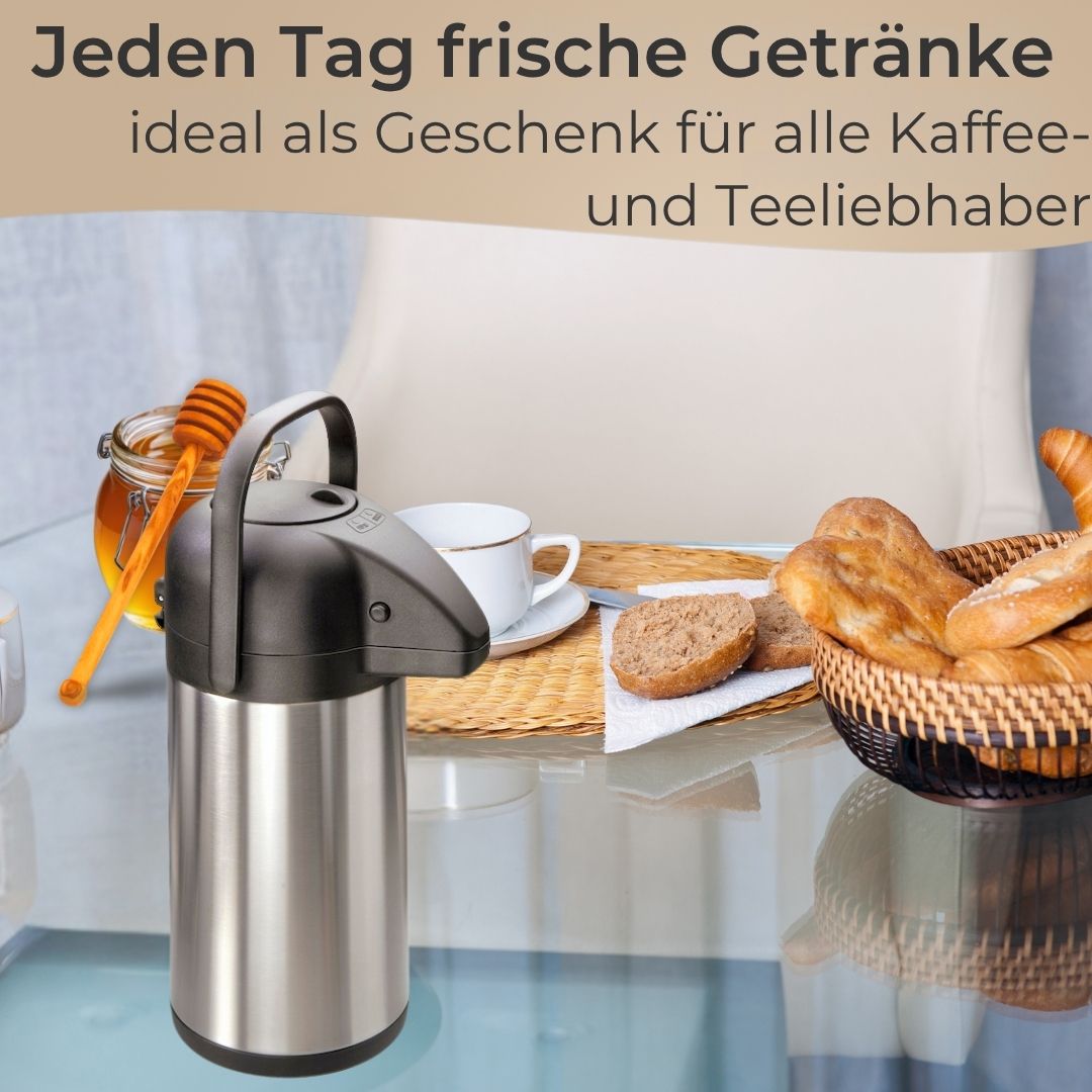 Mato Pump Vacuum Jug 1.9 Liter Stainless Steel Coffee Pot Teapot