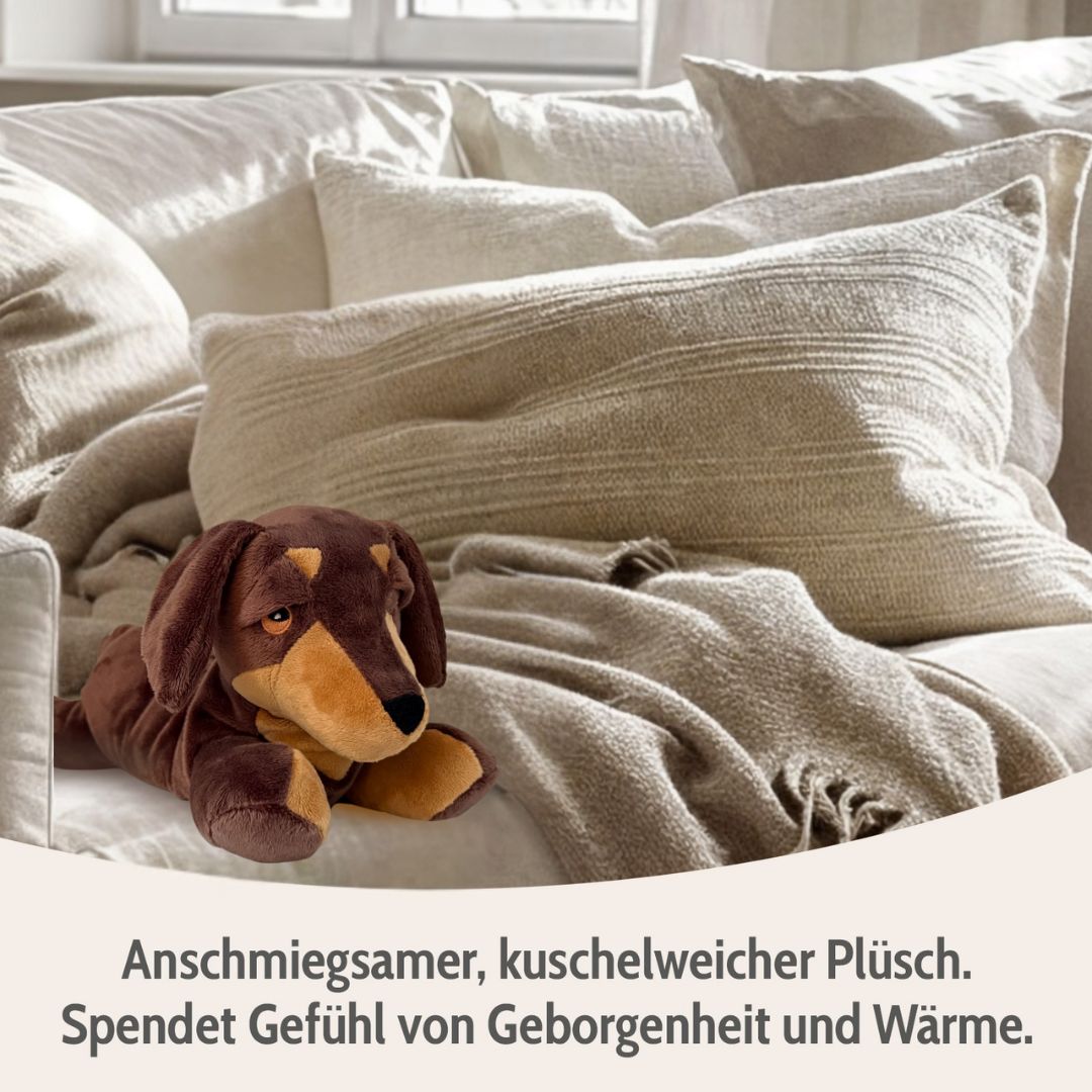Habibi Plush Classic Wärmetier Dackel Kuscheltier Wärmekissen Wärmflasche