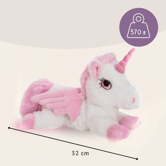 Habibi Plush Premium Wärmetier Pegasus mit rosa Glitzerhorn herausnehmbares Körnerkissen