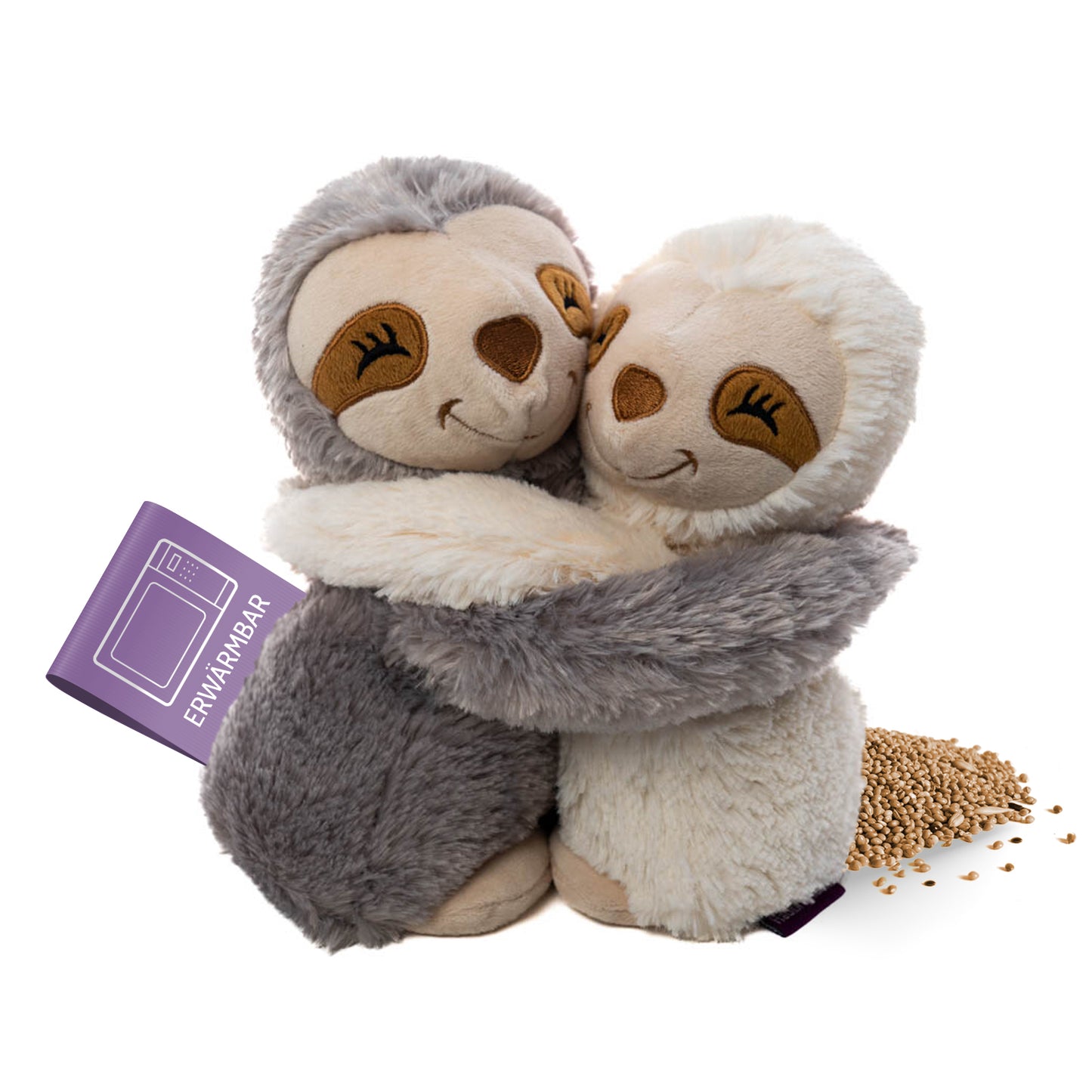 Habibi Plush Premium Wärmetier Hugys Faultier Mama+Kind herausnehmbares Kissen