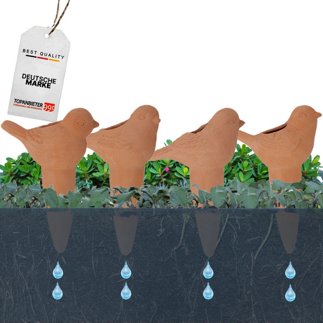 Terracotta Bewässerungshilfe Set 4x110 ml - Automatische Pflanzenbewässerung