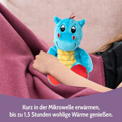 Habibi Plush Premium Wärmetier Drachenbaby blau herausnehmbares Körnerkissen