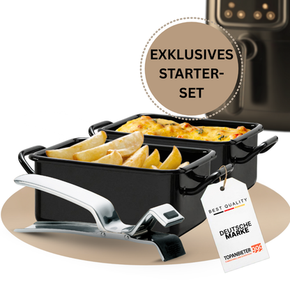 3-piece starter set for the air fryer (2 enamel baking pans &amp; 1 oven tongs) 