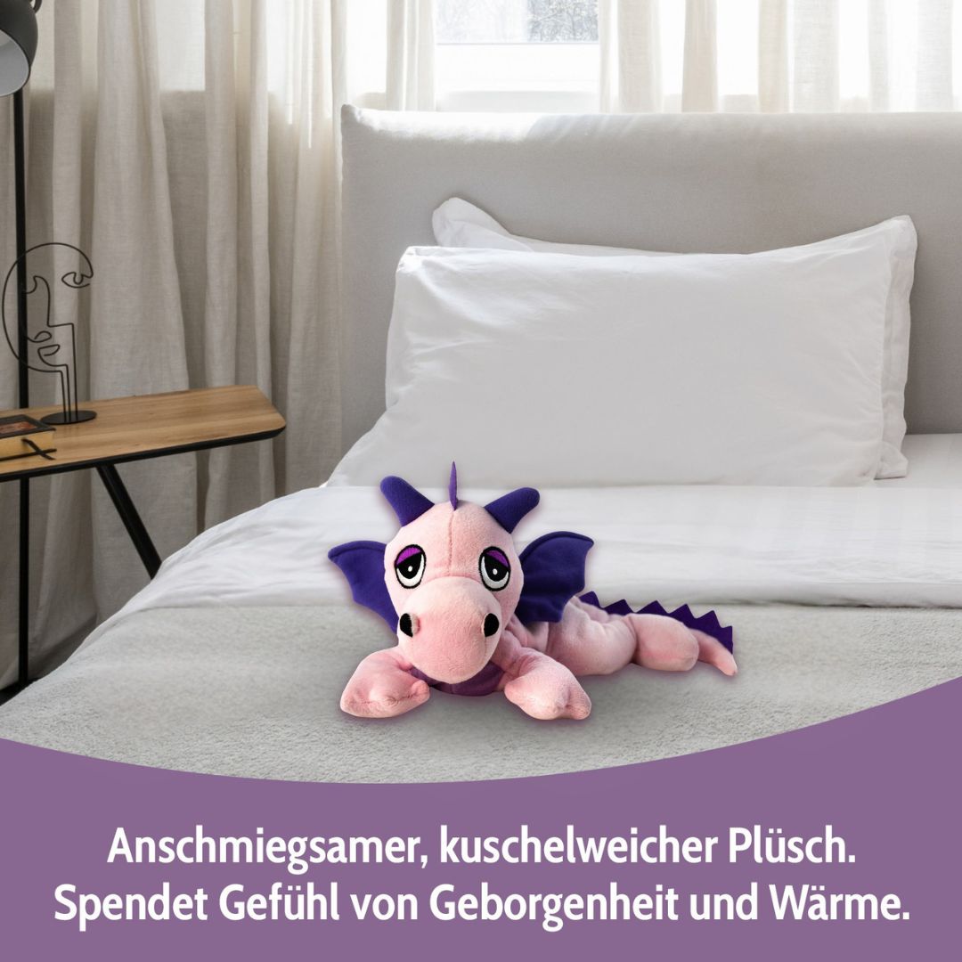Habibi Plush Classic Wärmetier Glücksdrache rosa Kuscheltier Wärmekissen