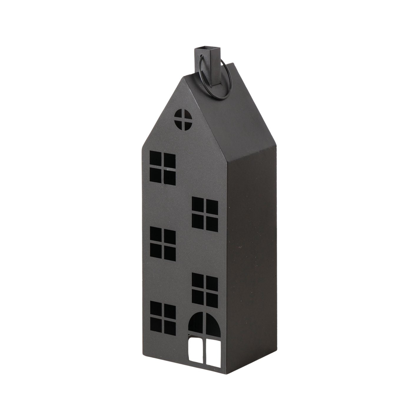 Alba Laterne Windlicht Haus schwarz 66-96cm 2tlg Metall für Kerzen & LED,B-Ware