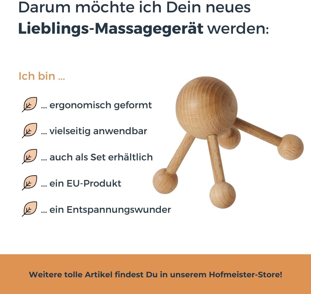 Hofmeister Massagespinne 4 Beinen 8,8cm Buchenholz Massage Wellness Entspannung