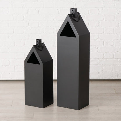 Alba Laterne Windlicht Haus schwarz 66-96cm 2tlg Metall für Kerzen & LED,B-Ware