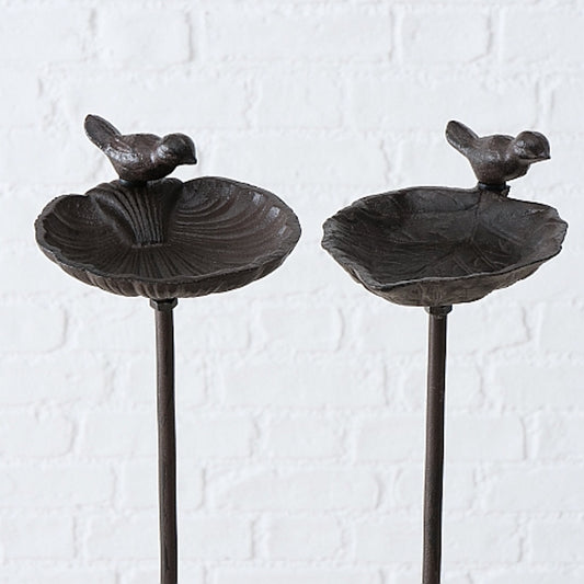 Boltze garden stake birdbath brown 2-way assorted