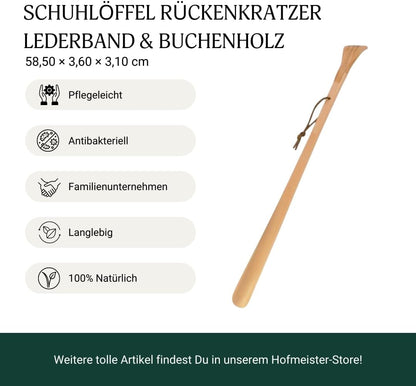 Hofmeister Schuhlöffel 58 cm Rückenkratzer Buche lang Schuhanzieher robust