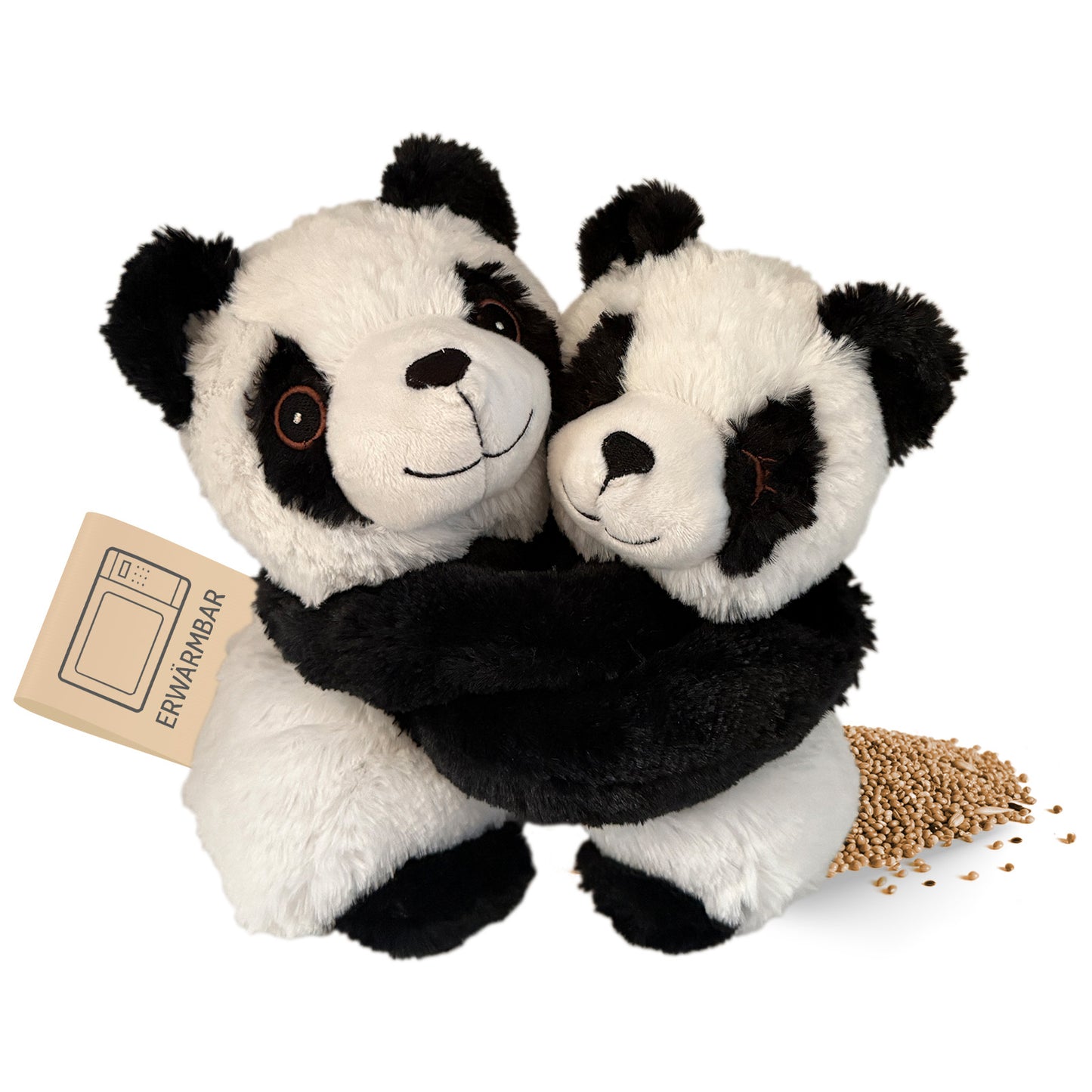 Habibi Plush Premium Wärmetier Hugys Panda Mama+Kind herausnehmbares Kissen