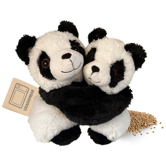 Habibi Plush Premium Wärmetier Hugys Panda Mama+Kind herausnehmbares Kissen