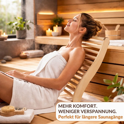 Sauna Rückenlehne Linden S-Form ergonomisch rutschfese Korkstopper Rückenstütze