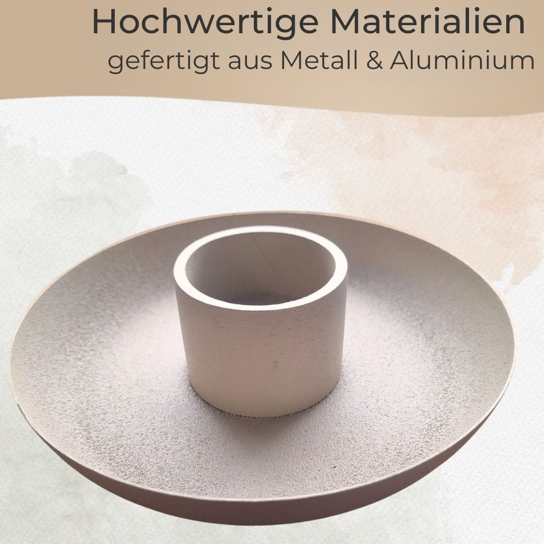 IB Laursen Kerzenhalter Skandi Design aus Metall, staubig beige 13 cm Stabkerze