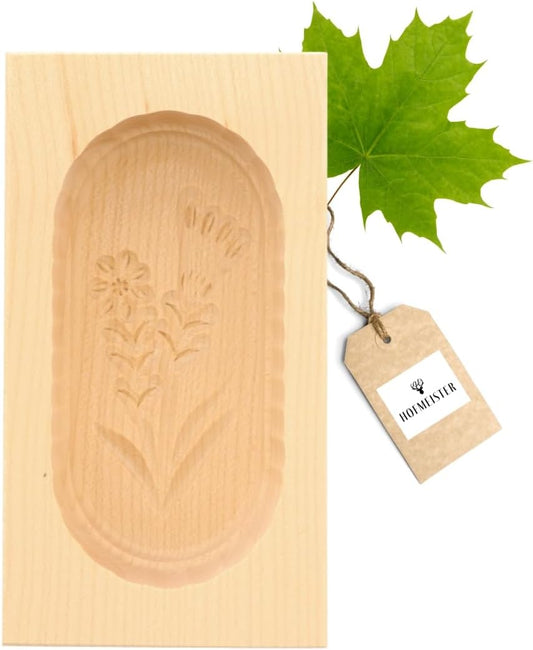 Hofmeister butter mold Gentian maple wood 14 cm square 125 g butter mold butter stamp stencil