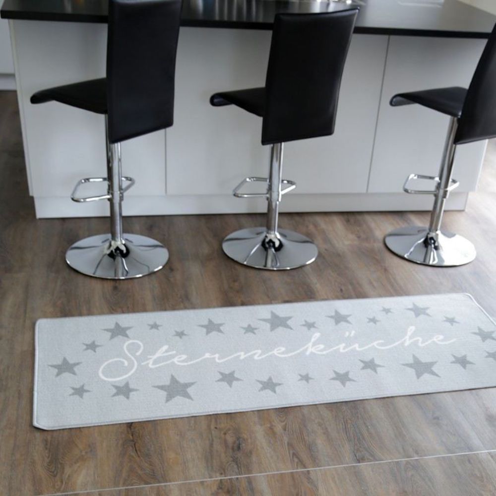 Teppichläufer Küche & Flur 180x67 cm hellgrau rutschhemmend pflegeleicht